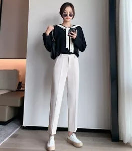 Women Dress Pants Size 0-14 Office Work Trousers Straight Leg Elastic Waist New - Picture 1 of 94