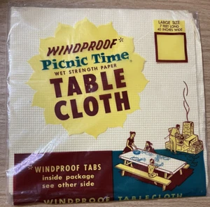 Vintage Tablemate Picnic Time Windproof Table Cloth Size Large Yellow Sealed - Picture 1 of 4