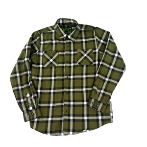 Dixxon Flannel Boys Large Green Plaid DFC Youth Division Pearl Snap - Picture 1 of 9