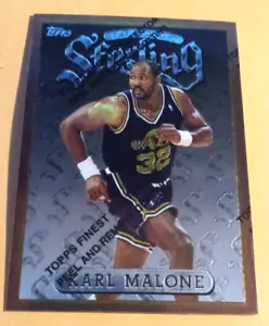 1996-97 Topps Finest Sterling Karl Malone #52 - con revestimiento - Jazz - Imagen 1 de 2