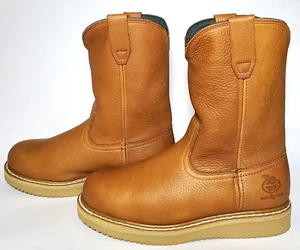 Georgia 10" Wellington Wedge Steel Toe Work Boot, Size 9.5(Wide), Barracuda Gold - Picture 1 of 8
