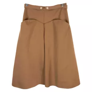 Gonna avvolgente uniforme vintage marrone tinta unita tasche profonde esercito donna sovietica 1014 - Foto 1 di 10