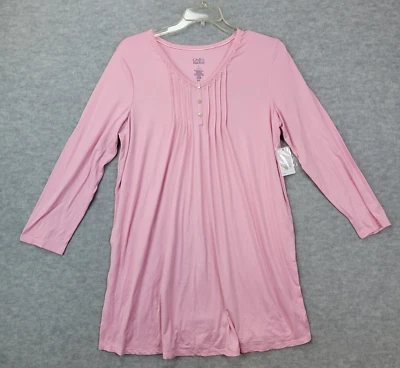 Croft and Barrow Nightgown Pink Long Sleeve Knee Length Women's Size L - NWT - Image 1 of 4