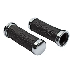 Black/Chrome Flame Grips: Honda VT600/VT750/VT1100 Shadow/F6C Valkyrie: M536926 - Picture 1 of 5