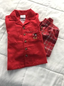 Disney Store Mickey Plaid Pajama Set Personalized Red Flannel Holiday XXS 2/3 - Picture 1 of 10