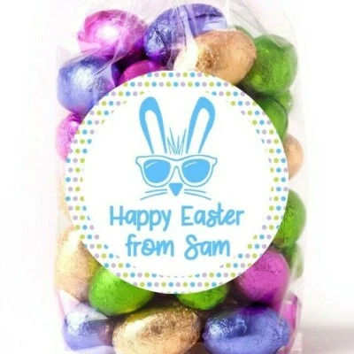 Pegatinas de Pascua - Conejito con Tonos Azul - Etiquetas Adhesivas de Pascua Personalizadas Foto 1 de 2