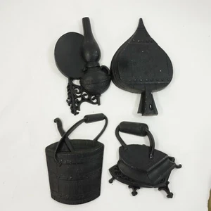 Wrought Iron Look Metal Black Wall Decorative Plaques Primitive Farmhouse 4 Pc  - Picture 1 of 10