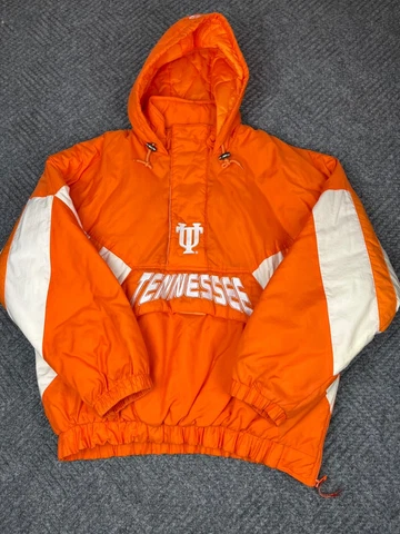 Vintage Tennessee Volunteers Starter Jacket Mens XL Orange Pullover Hooded Rare Cover