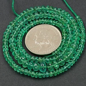 3.3mm-6.2mm Finest Clear Colombian EMERALD Smooth Rondelle Beads 16" Strand - Picture 1 of 10