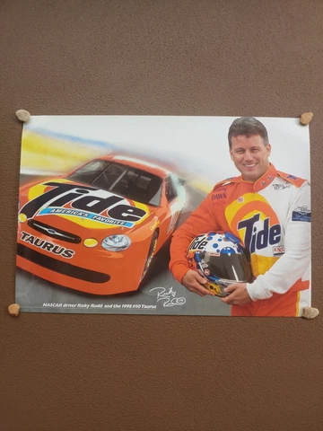 Vtg 1990s NASCAR Ricky Rudd Tide Poster 27 X 18.5"   Racing Clean Cover