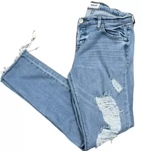 Hudson Jeans Riley Distressed Women’s 25 Straight Crop Light Wash Button Fly - Picture 1 of 11