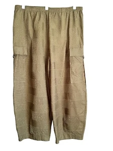 IC by Connie K Cargo Barrel Pants Women Size 3X Textured Green Lagenlook USA - Picture 1 of 12