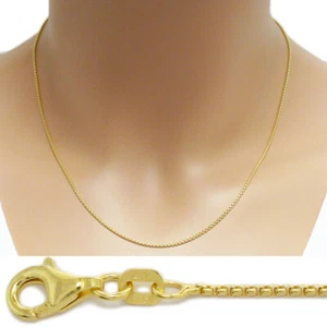 Gold Plated Sterling Silver Round Box Chain Necklace 1mm (100 gauge) - Bild 1 von 1