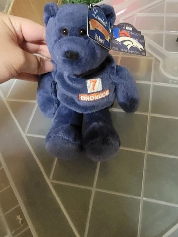 Denver Broncos Navy Plush Bear - #7 John Elway, Limited Treasures Pro Bear Cover