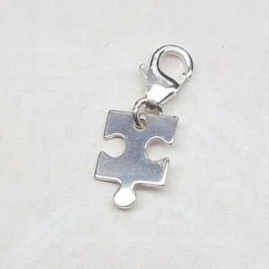 Sterling Silver Jigsaw Puzzle Charm, Lobster Clasp, Clip on Bracelet Anklet - Picture 1 of 3