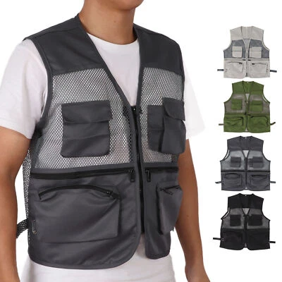 New Military Vest  Breathable Multi Pocket Mesh Fishing Vest For Out HR - Image 1 of 4