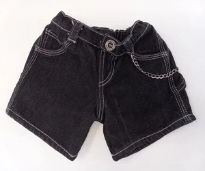 Build A Bear BABW Clothes Black Denim Shorts Chain Rocker Punk Vintage 90s 00s - Picture 1 of 5