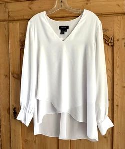 KAREN KANE WHITE Flowy Shirt Blouse w/ PEASANT SLEEVES -Size M - Picture 1 of 4