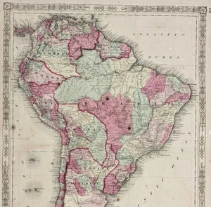 Mapa Sudamérica 1864 (22X15) JOHNSON Original BRASIL ARGENTINA PATAGONIA - Imagen 1 de 5