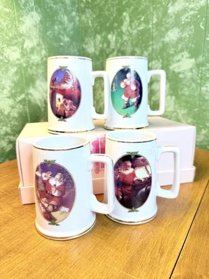 Vtg 1996 Coca Cola Holiday Collectors Edition Santa Claus Ceramic Mugs Full Set - Image 1 of 4