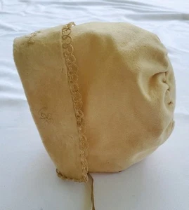 Antique Baby Bonnet- Hand Sewn- Tatted & Embroidered Trim - Picture 1 of 20