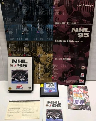 NHL 95 (Sega Genesis, 1994)Manual, Insert, Registration, Poster. Tested- Working - Image 1 of 4
