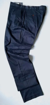 $125 POLO RALPH LAUREN BIG&TALL MENS FLAT-FRONT NAVY STRETCH CHINO PANT:44TX36 - Image 1 of 4