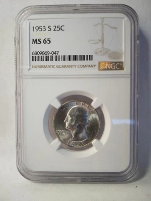 1953 S NGC MS65 Washington Quarter Coin - Image 1 of 2