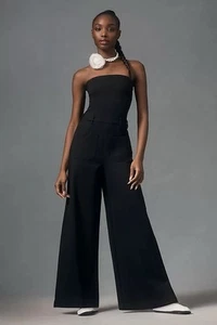 By PILCRO The Skipper Strapless Denim Wide-Leg Jumpsuit Black UK XL 16 - 18 - Picture 1 of 14