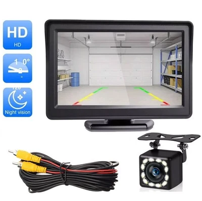 12LEDs Night Vision Waterproof Reverse Camera w/ 4.3" Car Rear View Monitor - Image 1 of 4