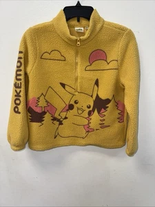 Pokemon Pikachu Fleece Kids XL (14) Yellow Sweater Pullover Unisex Jacket CUTE - Picture 1 of 6