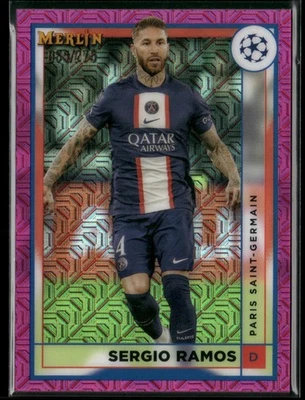 2022-23 Merlin Chrome UEFA SERGIO RAMOS /275 Pink Mojo Refractor SP #106 N1258 - Image 1 of 3