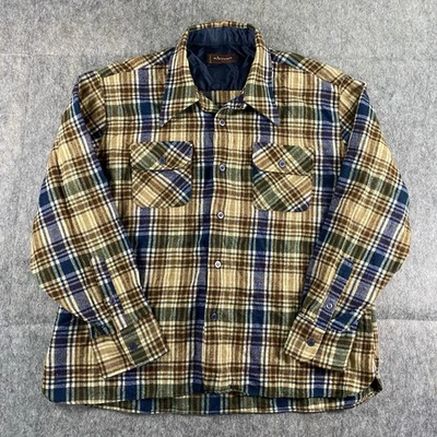 Vintage Arrow Loop Collar Shadow Plaid Flannel Shirt Men Medium Large Rockabilly - Image 1 of 4