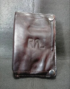 RRL RALPH LAUREN LEATHER WALLET MEN COLOR DARK BROWN MATERIAL LEATHER USED - Picture 1 of 4