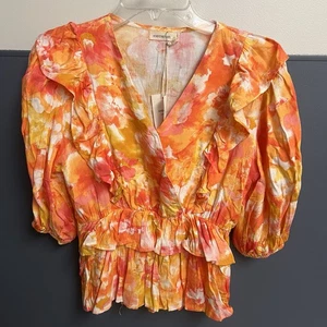 And The Why Women Floral Colorful Retro Layered Top Size Small New w/Tags - Picture 1 of 9