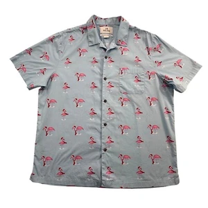 28 Palms Flamingo Santa Hat Novelty Shirt Button Up S/S Retro Rockabilly Mens L - Picture 1 of 8