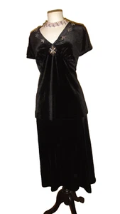 BM Collection Black Velvet Flare Skirt & Embroidered Top Set Plus Size 20👗👗 - Picture 1 of 17