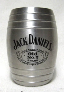 Jack Daniels Bottle Logo Barrel Shot Glass Silver - Picture 1 of 2