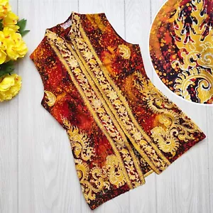 Ibu Bintang Vintage Años 70 Indonesia Batik Algodón Fuego Camisa Larga Túnica Roja XS - Imagen 1 de 13