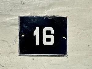 Number 16 Vintage Enamel House Numbers Made in Europe Room Hotel FREE POSTAGE - Picture 1 of 2