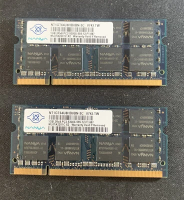 TESTED 2Rx8 2GB RAM (two 1GB module) 800MHz DDR2 ECC from 2008 Macbook Pro A1211 - Image 1 of 4