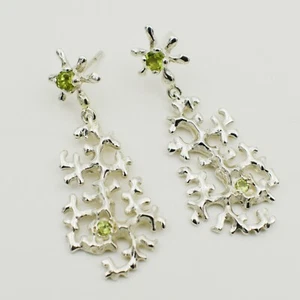 Peridot Gemstone 925 Sterling Silver Dangle Earrings Mother's Day Gift Jewelry - Picture 1 of 4
