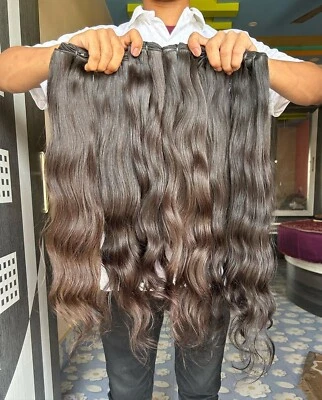 Paquetes de cabello Remy virgen indio crudo - 100 % sin procesar, color natural Foto 1 de 4