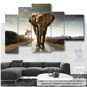 120X80Cm - Kit 5 Lienzos Impresos Cuadro Tela Decorativa - Elefante EL10-5T1280B - Bild 1 von 5