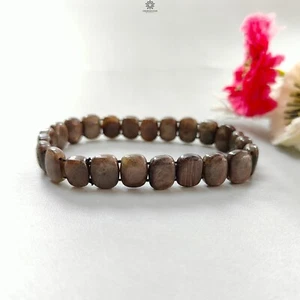 Pulsera elástica lisa con forma de cojín de zafiro chocolate 106,95 quilates 10*8 mm 7" - Imagen 1 de 4