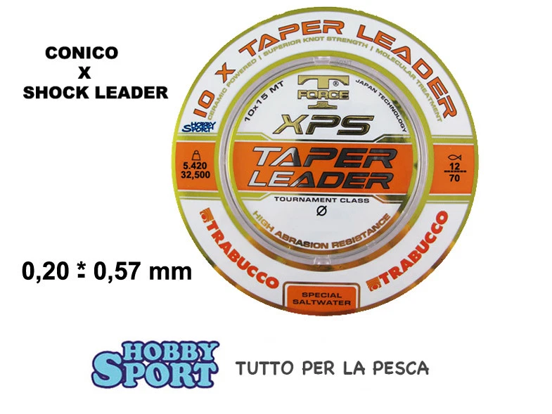 FILO CONICO XPS TAPER LEADER 0,20 - 0,57 NEUTRO SURFCASTING TRABUCCO 10 X 15 MT - Immagine 1 di 1