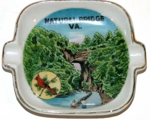 Natural Bridge VA State Park Ashtray Souvenir Cardinal Bird Set of 4 - Picture 1 of 8
