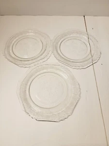 3 Hazel Atlas Florentine Elegant Glass Serving Plates Etched Vintage Depression - Picture 1 of 8