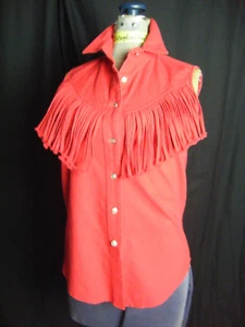 CIIRCLE T Vtg 70-80s Red Fringes Western Shirt-Bust 33/3XS-2XS - Picture 1 of 8