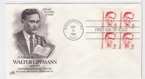 TurtlesTradingPost- Walter Lippmann Political Writer 1985 #1849 FDC Artcraft HC - Picture 1 of 1